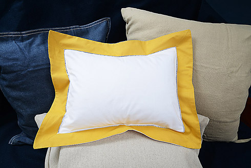 Hemstitch Baby Pillow 12"x16" Habanero Gold color border. - Click Image to Close